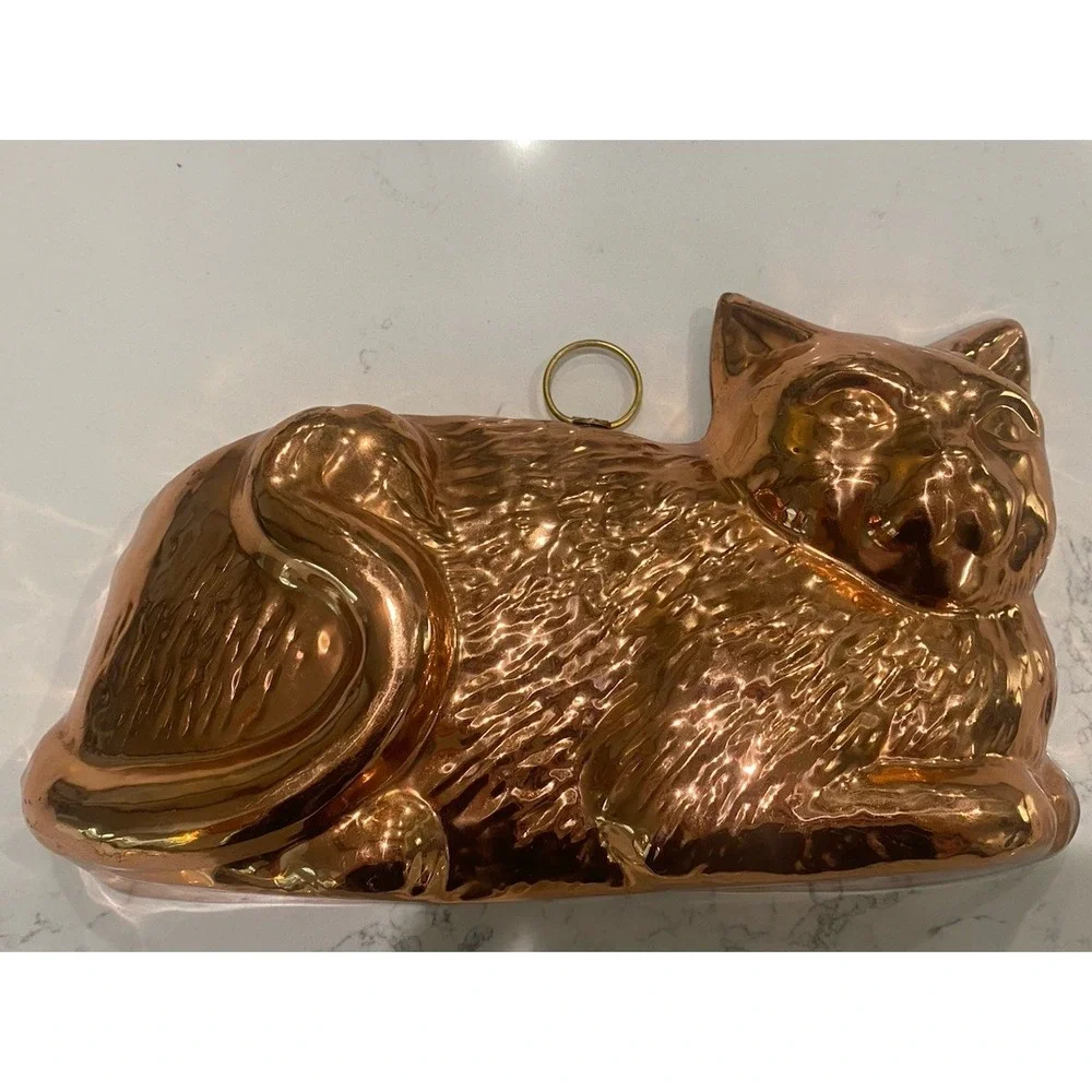 Vintage Copper Cat Wall Decor Mold Cottagecore Farmhouse Kitchen Folk Art